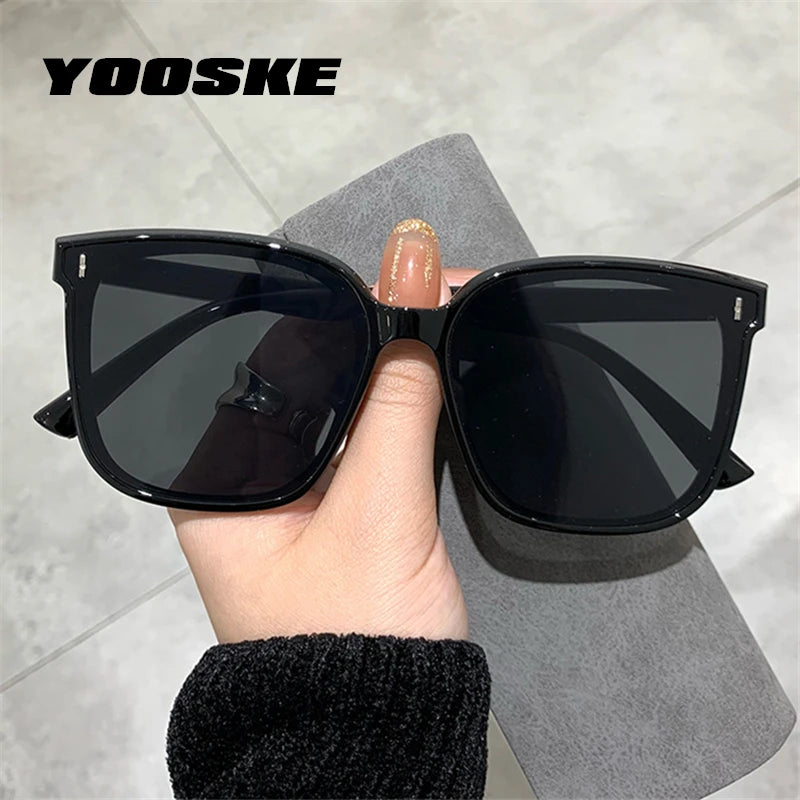 YOOSKE Classic Vintage Square Sunglasses Women Oversized Sunglass Woman Men Retro Black Sun Glasses Shades Goggle