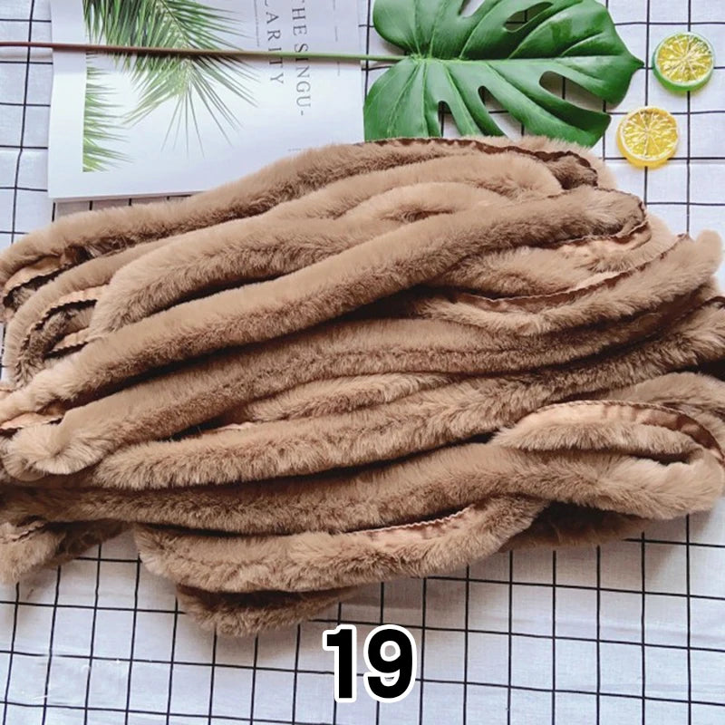 5m Thickened Artificial Rabbit Fur Trim Clothes Accessory Faux Fur Strips for Sweater Coat Hood Hat DIY Fluffy Garment Materials