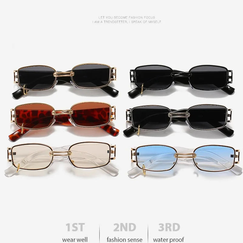 Popular Steampunk Sunglasses Women Men 2025 Fashion Small Rectangle Sun Glasses Shades Brand Designer Vintage Sunglass UV400