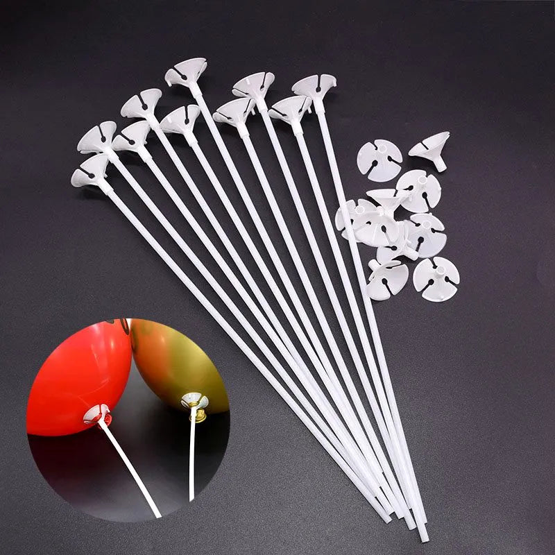 30cm Latex Balloon Stick White Balloons Holder Sticks With Cup Wedding Birthday Party Inflatable Balls Decoration Accessories