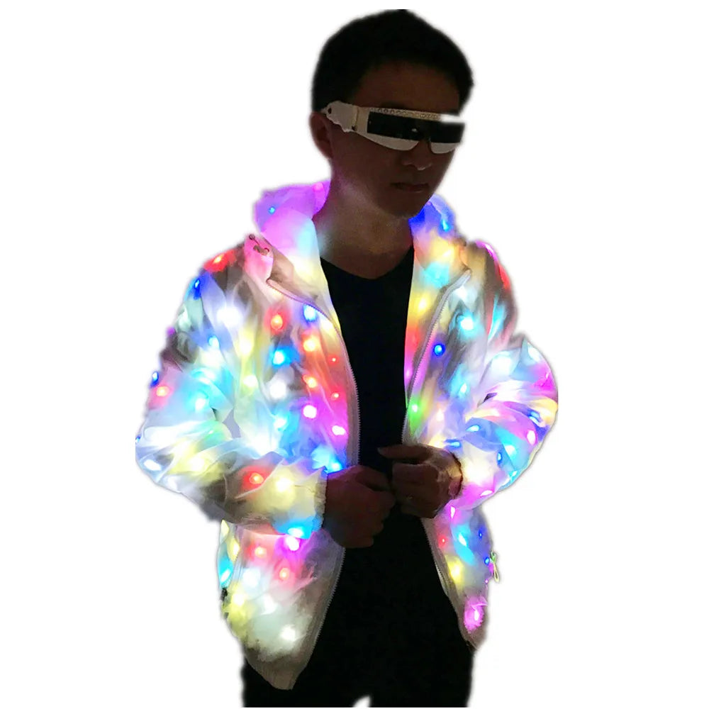 LED Jacket Luminous Clothes Creative Light Costume Laser Robot Suit Christmas Halloween Party Cospaly Costume for EDM Music