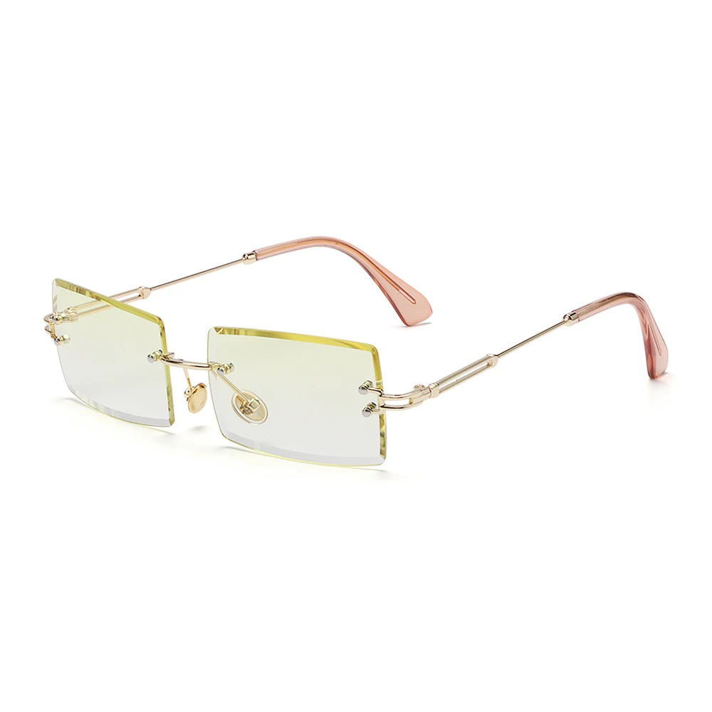 Fashion Popular Rimless Small Rectangle Sunglasses Women Men 2020 Shades Alloy Metal Glasses UV400 Eyewear