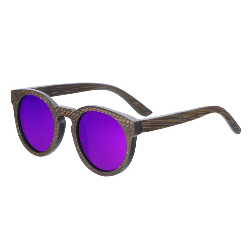 BerWer New Round Top Bamboo Sunglasses Brand Sunglass Women Retro Designer Wooden Sunglasses