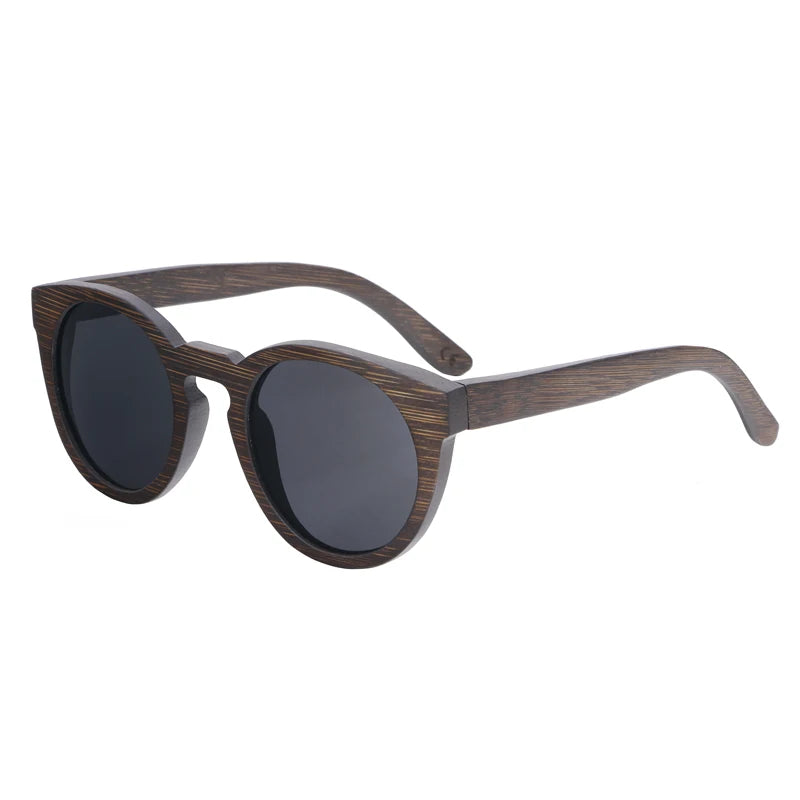 BerWer New Round Top Bamboo Sunglasses Brand Sunglass Women Retro Designer Wooden Sunglasses
