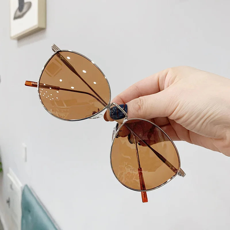 VWKTUUN Butterfly Sunglasses Women Oval Shape Shades UV400 Points Vintage Metal Frame Sunglass Outdoor Sport Driver Sunglass