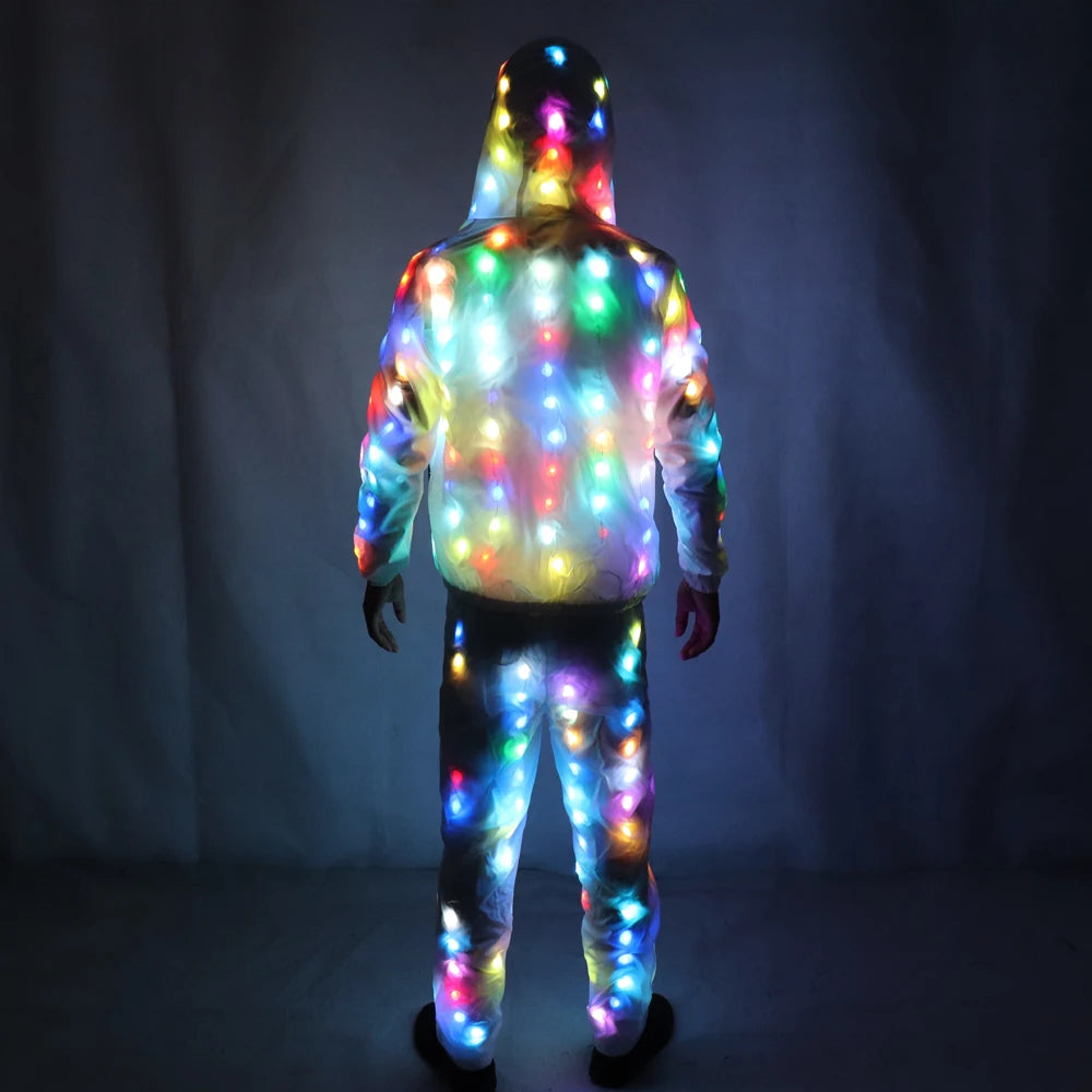 LED Jacket Luminous Clothes Creative Light Costume Laser Robot Suit Christmas Halloween Party Cospaly Costume for EDM Music