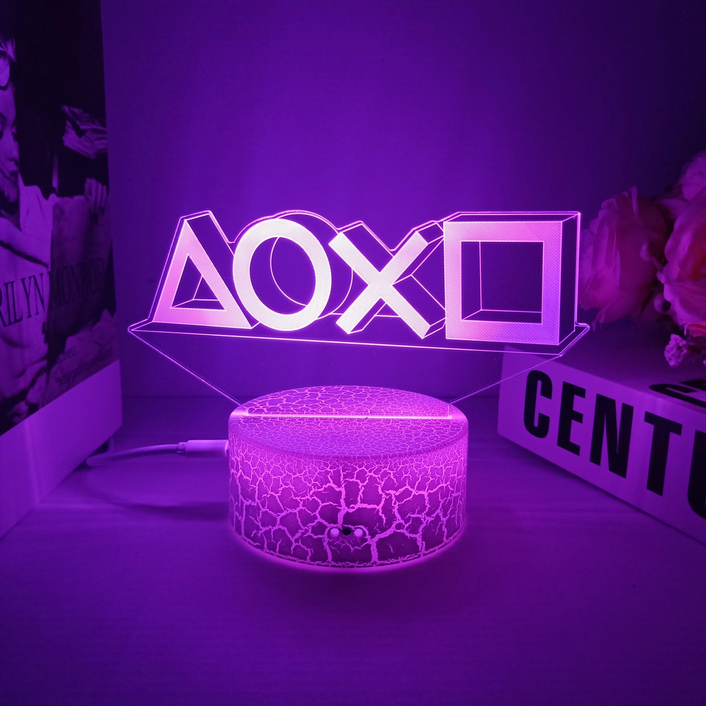 3D Night Lamp Gaming Room Desk Setup Lighting Decor Gamepad Icon LED Light Atmosphere Table Bedside Night Lamps Kids Gift