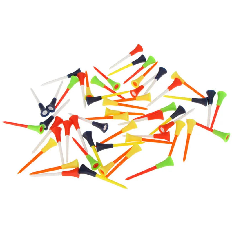 100 Pcs/Pack Plastic Golf Tees Multi Color 8.3CM Durable Rubber Cushion Top Golf Ball Holder Golf Accessories