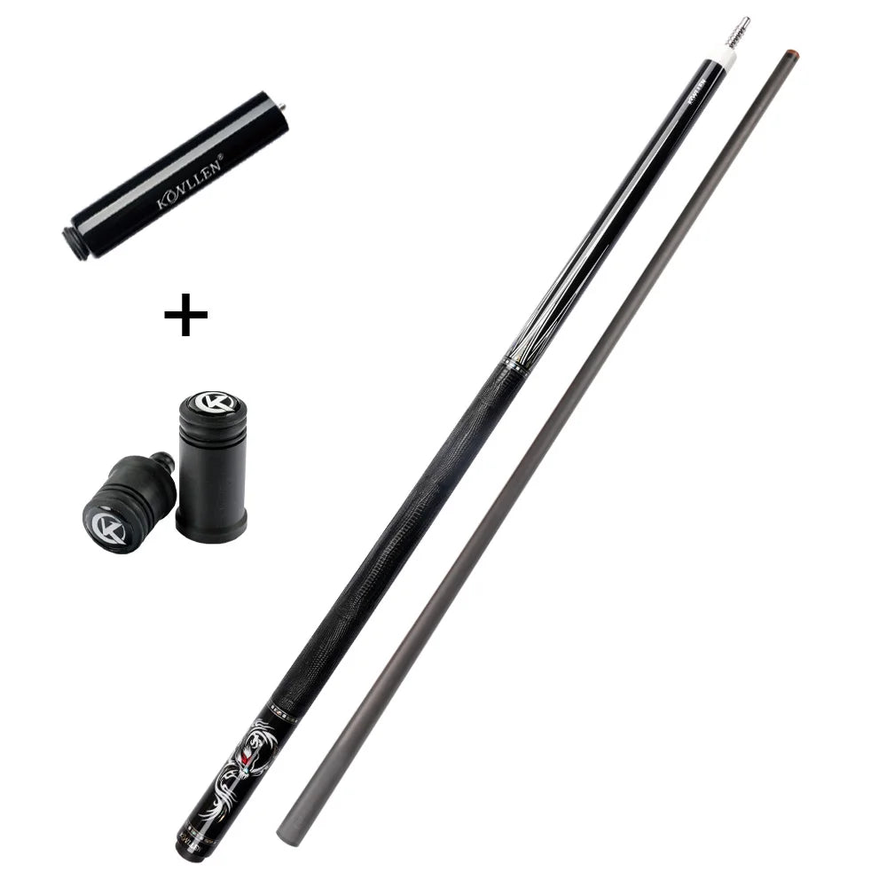 KONLLEN Dragon Carbon Fiber Pool Cue Stick 12.3-12.5mm Tip Real Inlay Carbon Cue Leather Grip Professional Billiard Cue