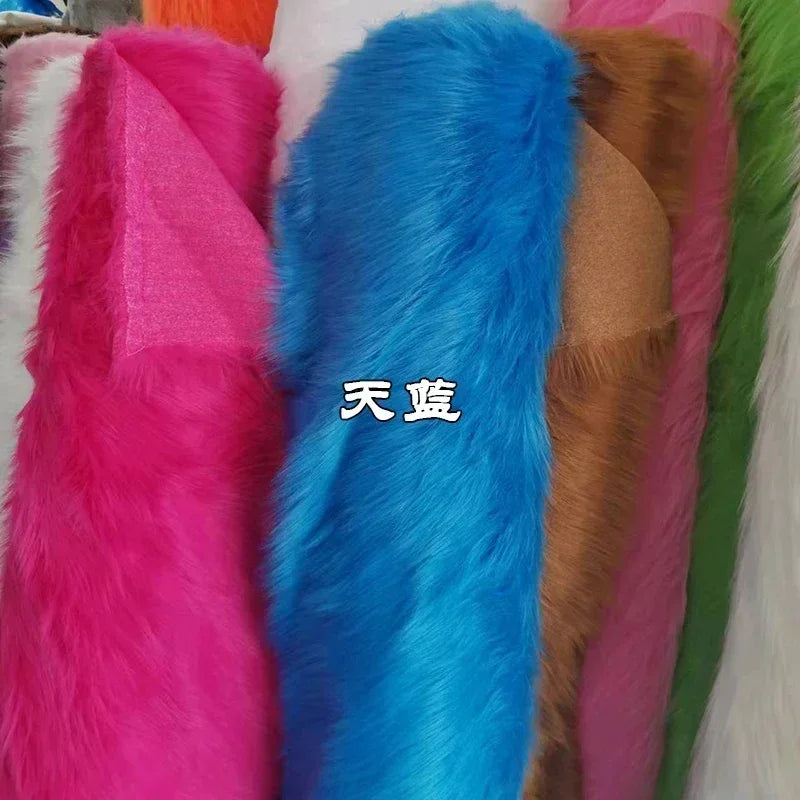 Soft Long Hair Plush Fabric Faux Fur by the Meters for Toy Upholstery Cosplay Diy Sewing Cloth Black Blue Purple Gray Beige Red
