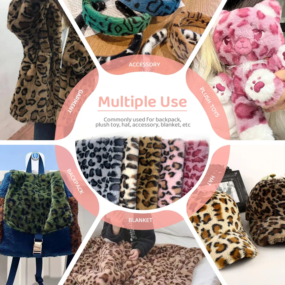 Leopard Print Plush Fabric 25x45cm/160x50cm/160x100cm Faux Fur Fabric 1cm Minky Fabric DIY Handmade/Decoration Sewing Fabric