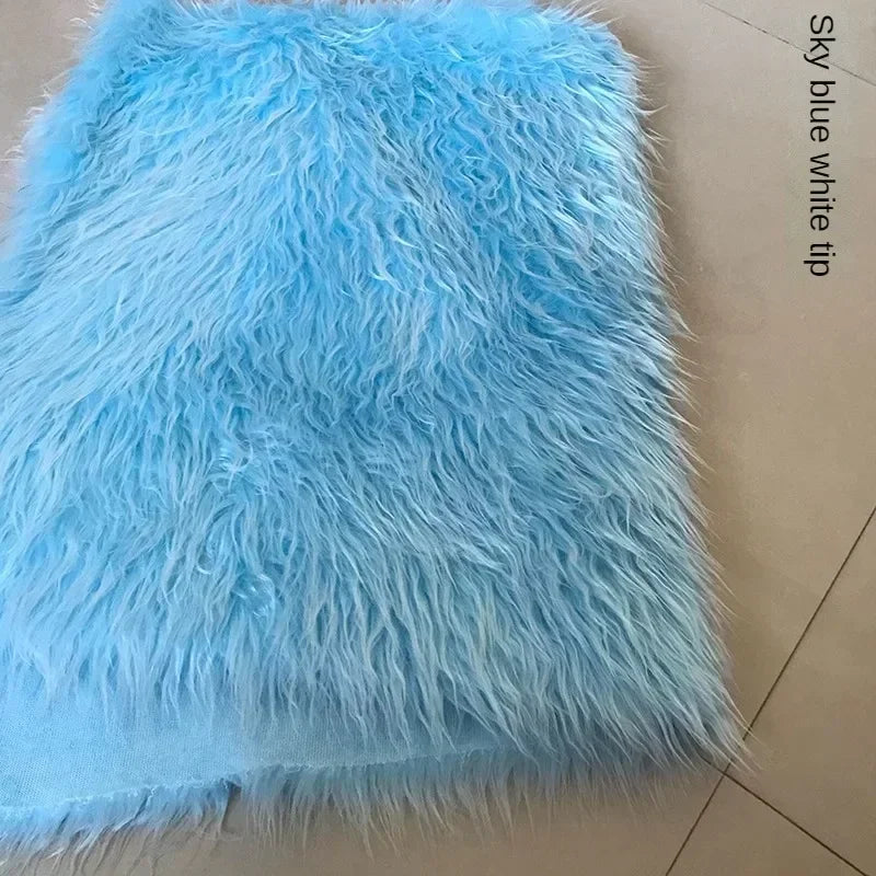 Long Hair Plush Fabric Faux Fur by the Meter for Upholstery Toys Props Decorative Cloth Diy Sewing Soft Comfortable Purple Brown