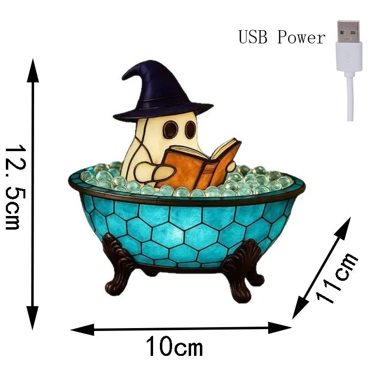 Halloween Ghost Bubble Bath Lamp,Cute Ghost Night Light,Ghost-Themed Bathtub Accent Lamp for Halloween Party or Gift