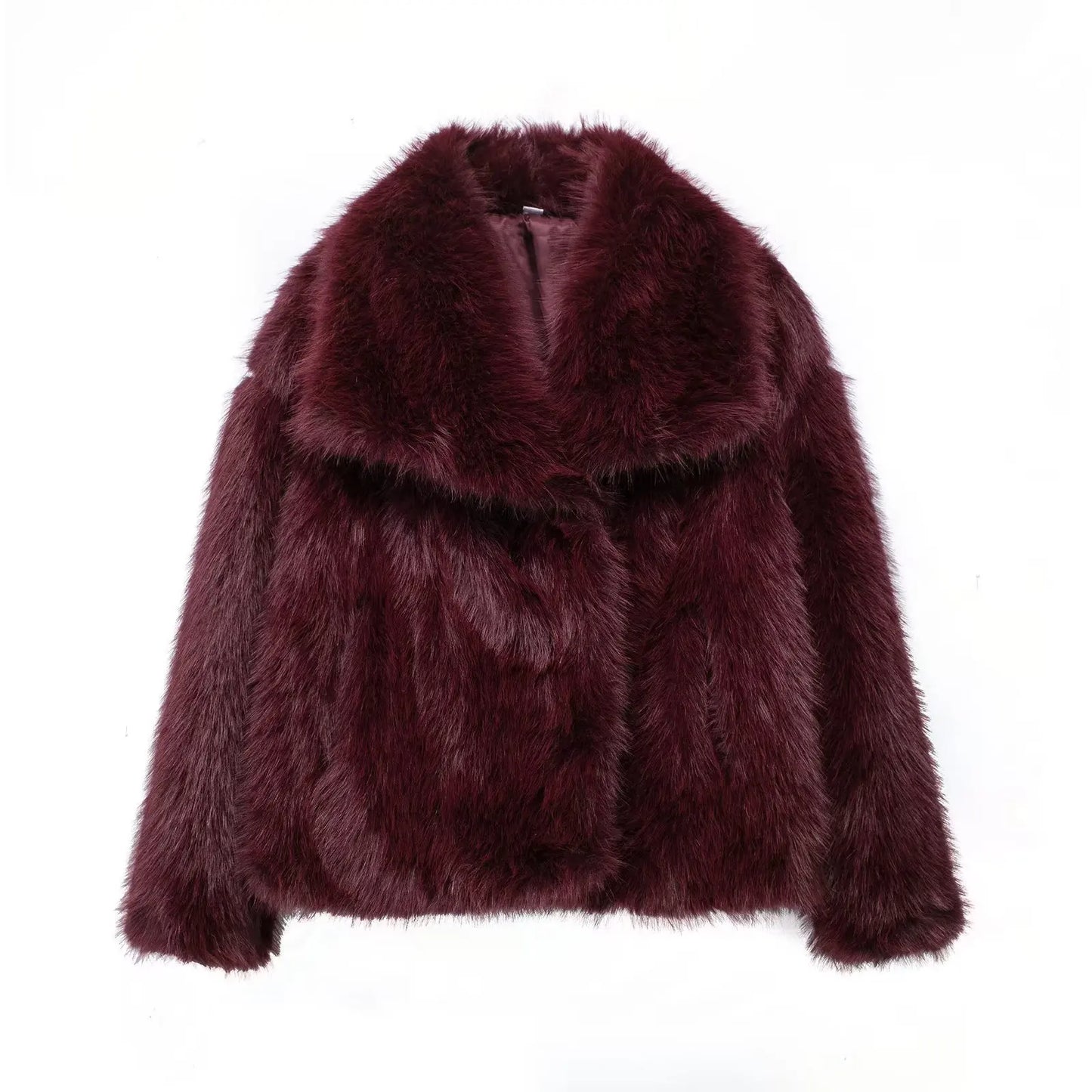 2025 Winter New Fashion Gradient Fluffy Fur Coat Women High Street Luxury Big Fur Collar Faux Fox Fur Jacket Female Overcoats
