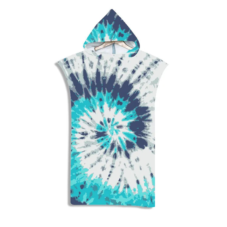 Customizable 3D Pattern Microfiber Quick Dry Summer Hooded Beach Towel Adult Kids Swim Beach Bathrobe Surf Cloak Diving Poncho