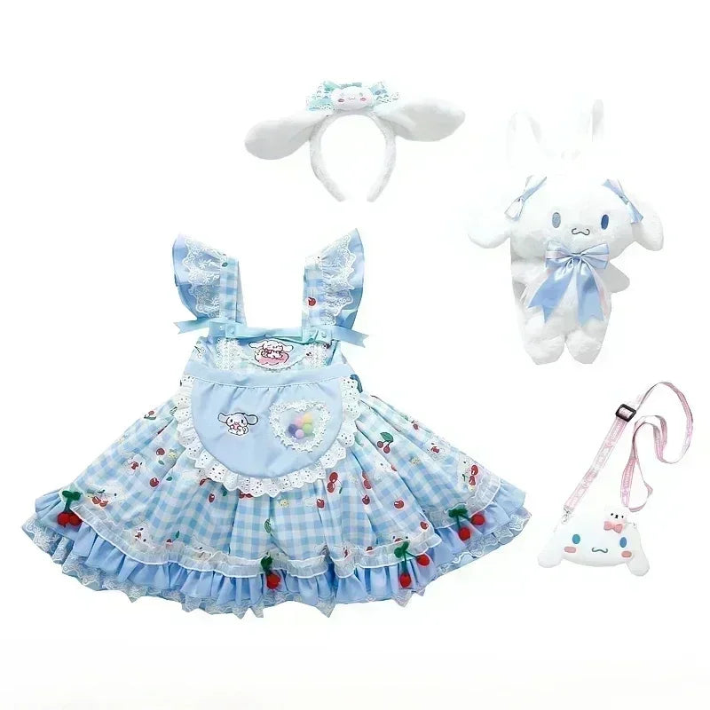 Sanrio Cinnamoroll Children's CosPlay Kuromi Dress Blue Girl Strap Skirt My Melody Dress Princess Dress Girl's Birthday Gifts