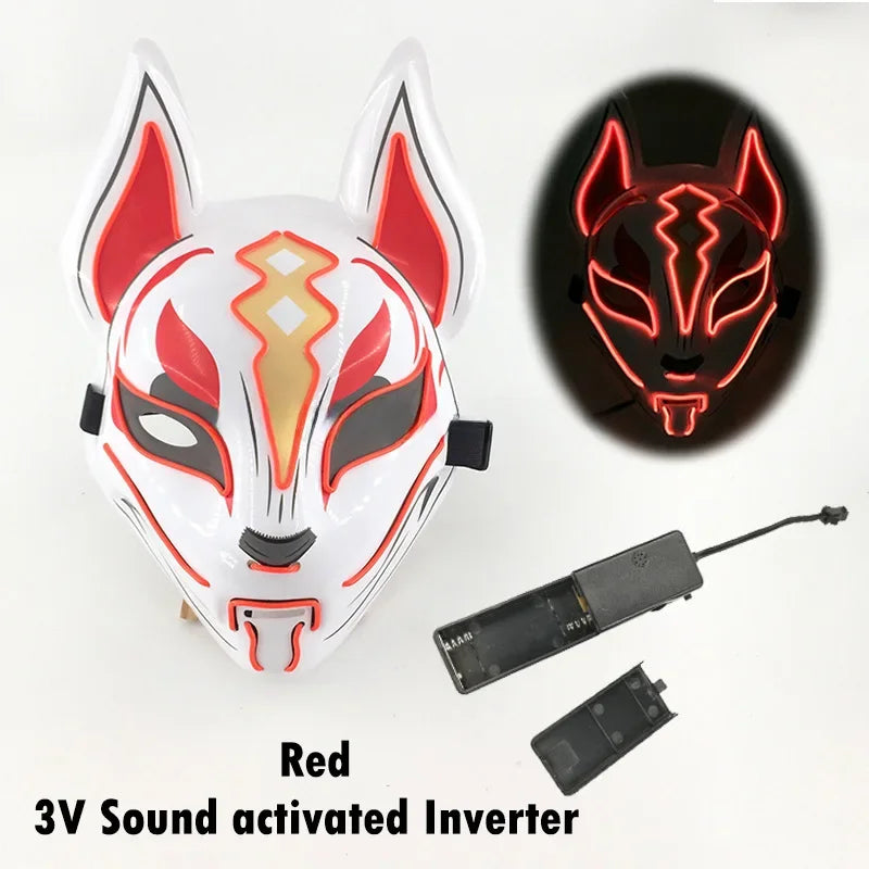 Glowing Halloween Party El Face Mask Japanese Anime Character Cosplay Led Clothing Fox Face Mask for Parties