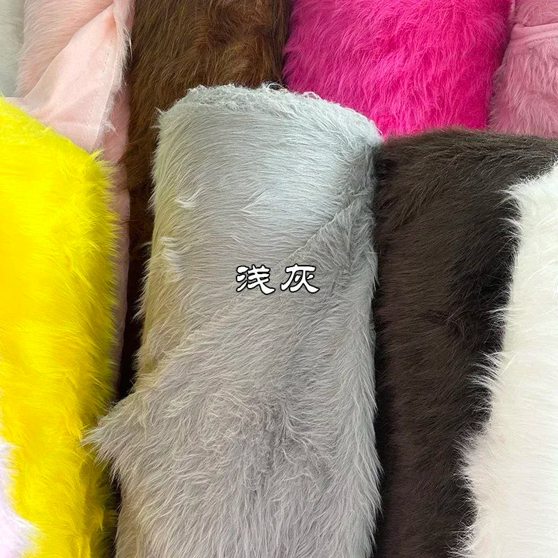 Soft Long Hair Plush Fabric Faux Fur by the Meters for Toy Upholstery Cosplay Diy Sewing Cloth Black Blue Purple Gray Beige Red