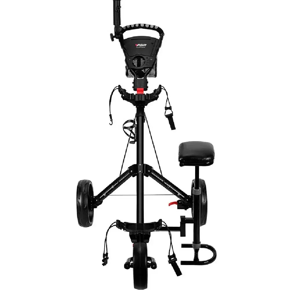 PGM Golf Cart 3 Wheels, Golf Bag Cart Foldable, With Cup Holder With Seat, Compact Golf Pull Car