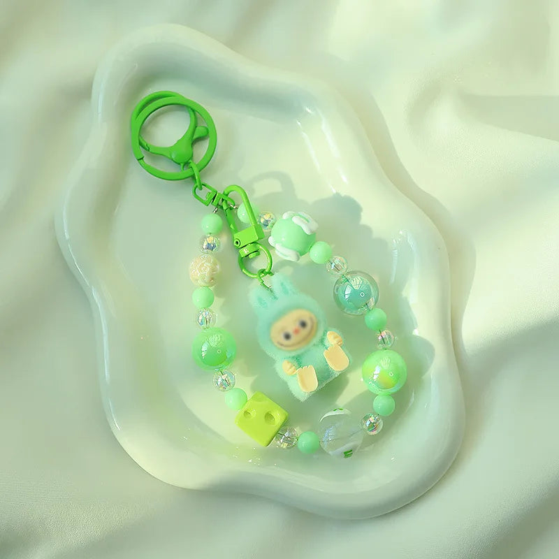 New Christmas Labubu Kawaii Particles Keychain Bag Cell Phone Charm Key Chain Christmas Gift