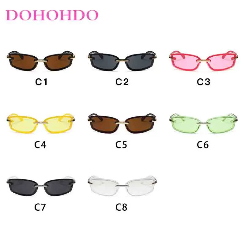 Rimless Y2K Style Sunglasses Rectangle Fashion Popular Luxury Brand Women Men Shades Rectangle Sun Glasses for Female Male UV400