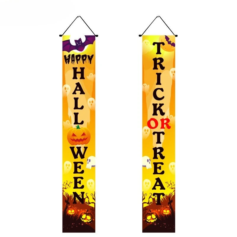 Halloween Hanging Door Curtain Skeleton Banner Happy Halloween Party Porch Sign for Home Party Decor Halloween Decorations 2025