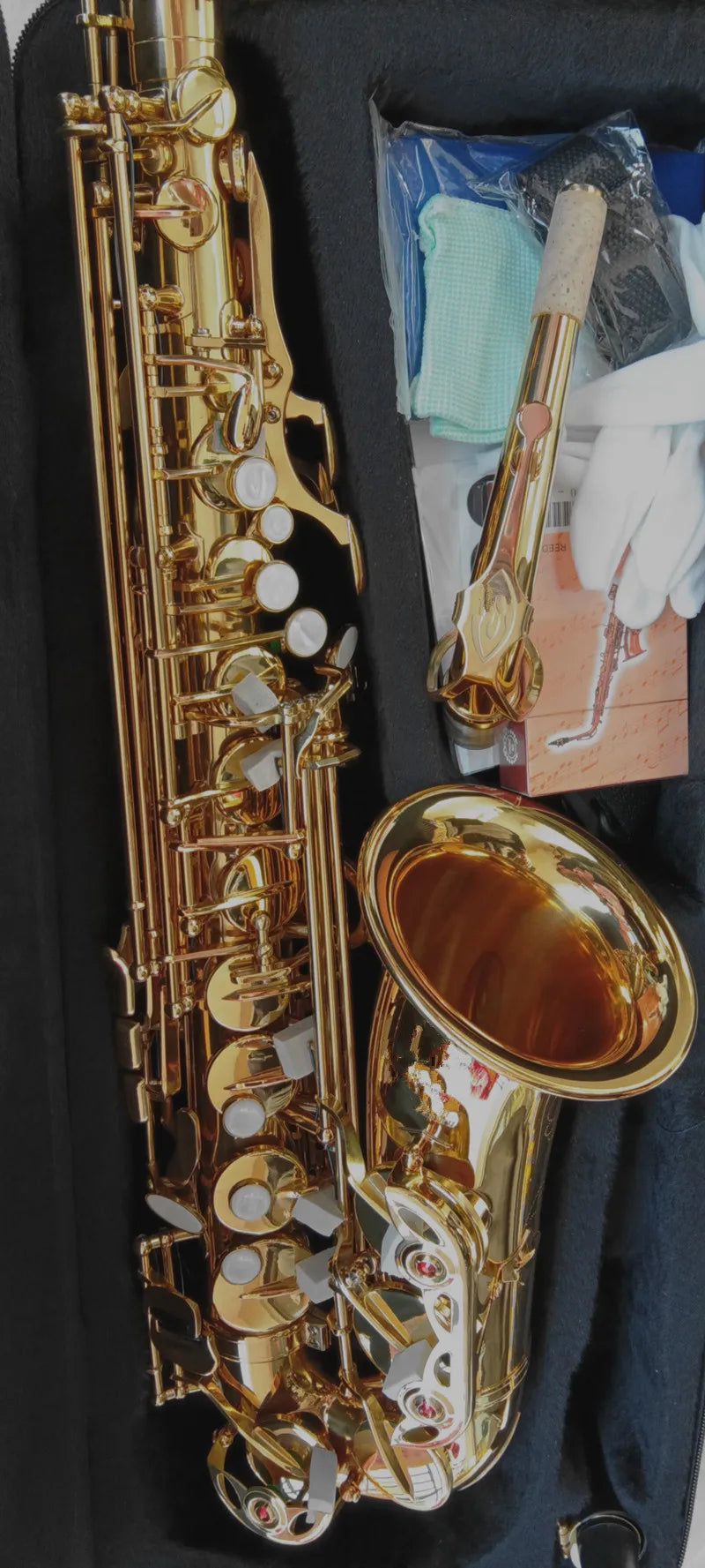 Alto Saxophone 802 Wholesale-Hot Alto Eb Golden Sax Flat Musical Instruments Professional Saxophone Mouthpiece and Case
