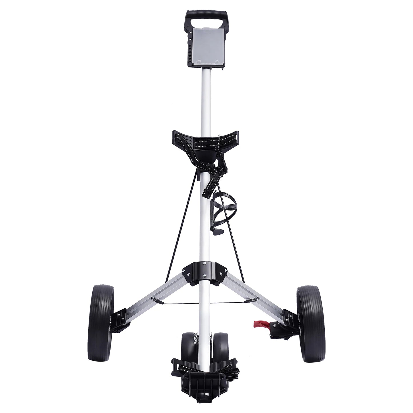 3-Wheel Golf Push Cart, Portable Foldable Golf Cart With Water Bottle Holder, Adjustable Straps, Foot Brake for Golf Course, Gym