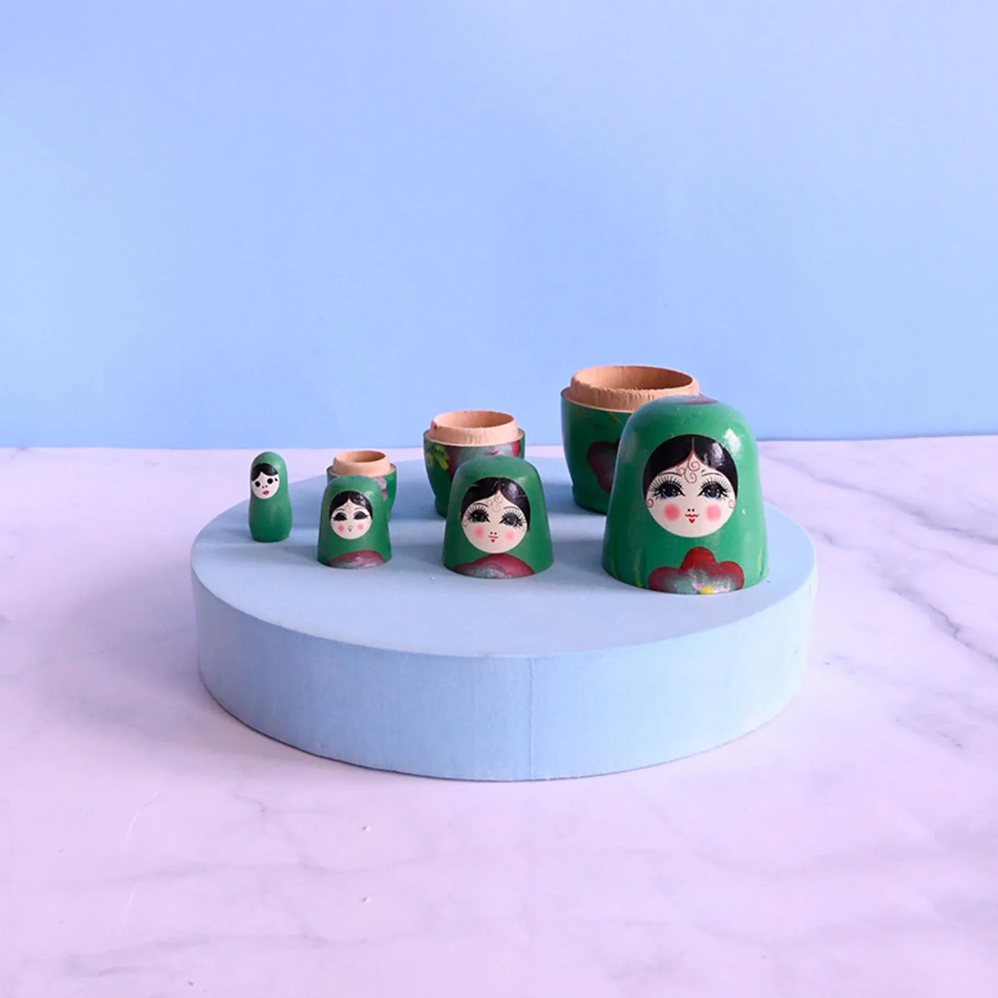 4 Pieces/Set of Wooden Russian Nesting Doll 4 Layers Hand Painted Nesting Christmas Gift for Kids Boy Girl Home Decoration