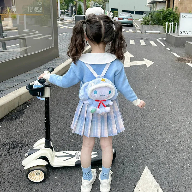 Sanrio Cinnamoroll Children's CosPlay Academy Style Pleated Skirt Girl Autumn Princess Dress Kids JK Uniform Birthday Party Gift