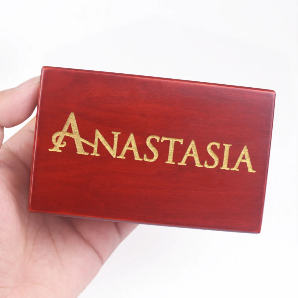 Rosiking Wooden Wine Red Clockwork Music Box Anastasia Jewelry Box With Mirror for Frends Girl and Children Birthday Gift