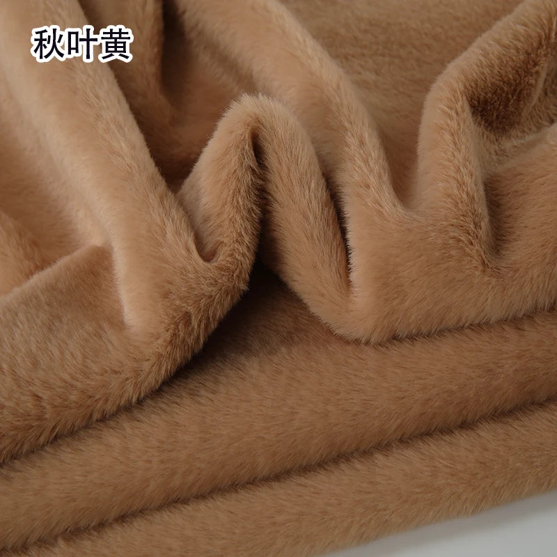 Plain Faux Fur Fabric Smooth by the Meter for Clothes Coats Dolls Sewing Thickened Imitation Rex Rabbit Plush Textile Soft Silky