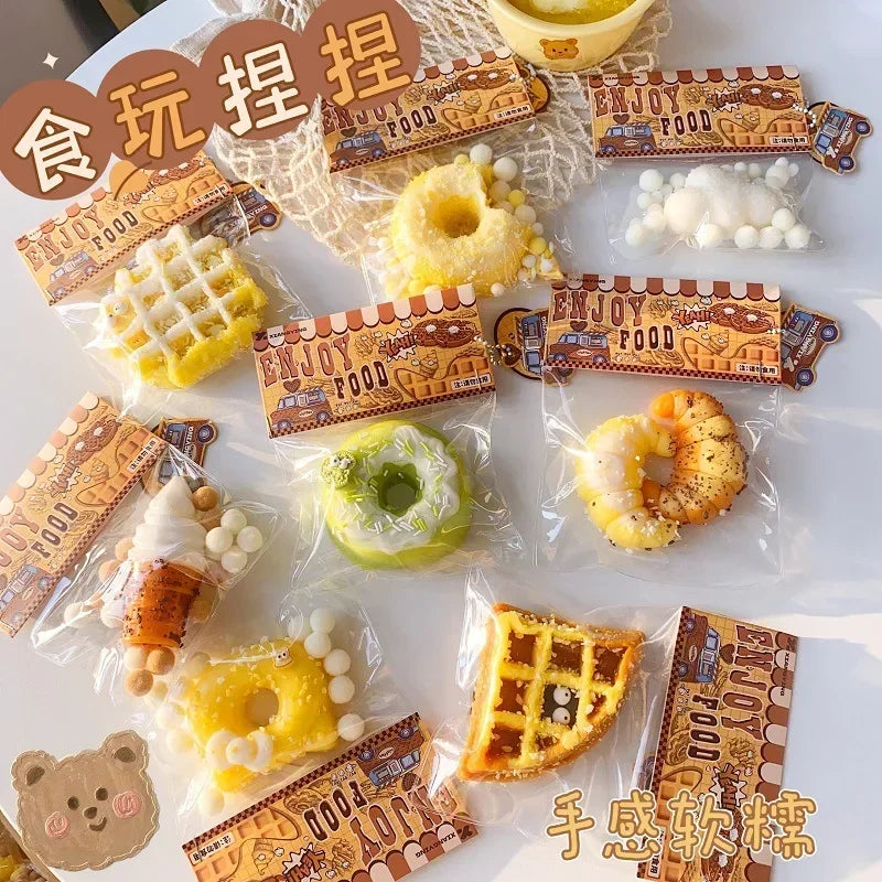 Squishy Food Creative Kids Fidget Toy Simulation Exquisite Waffle Bread Toast Donuts Slow Rising Squeeze Stress Relief Toys