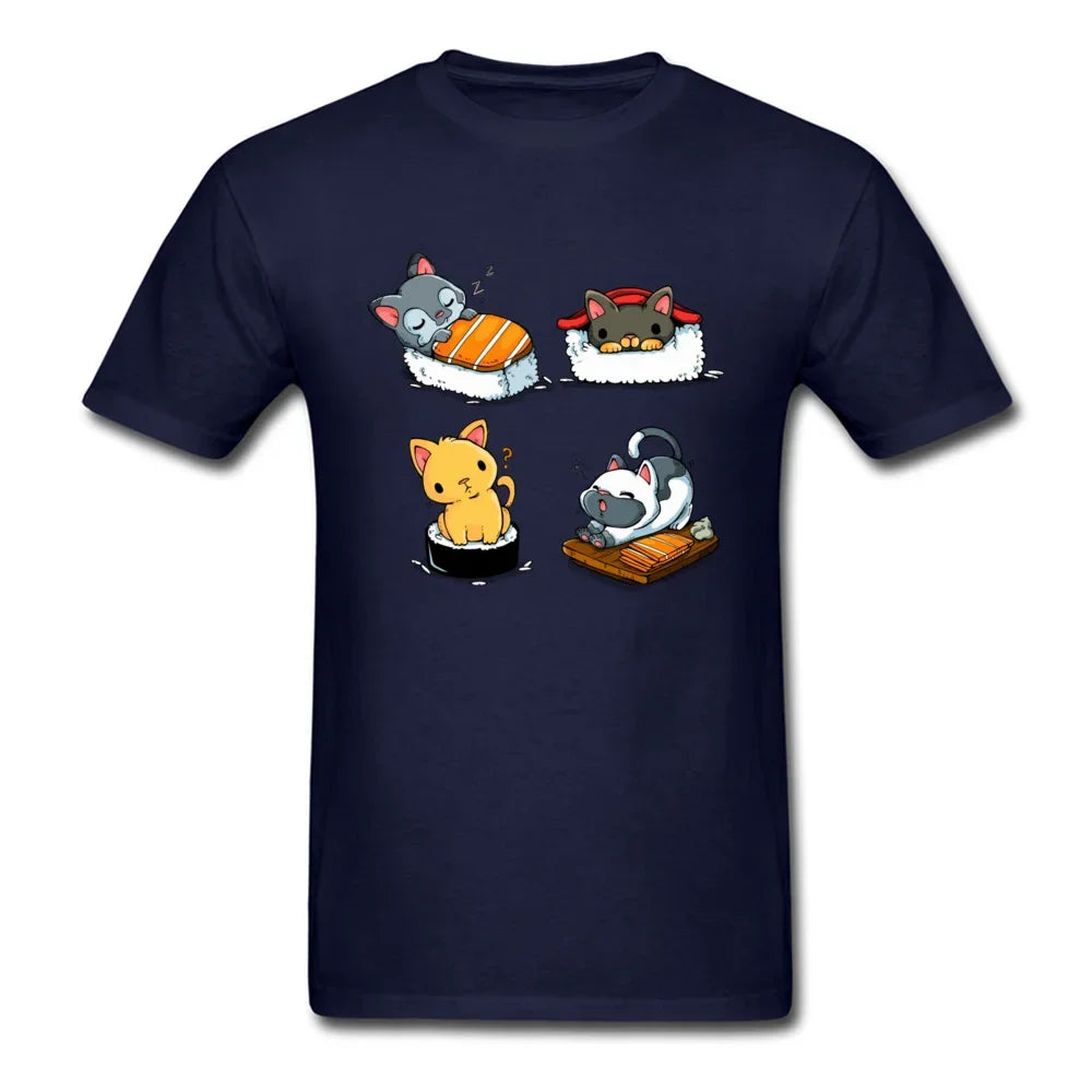 Ameowzing Kawaii Pusheen the Cat Sushi T Shirt. Short Sleeve 100% Cotton Casual T-Shirts Loose Top Size S-3xl