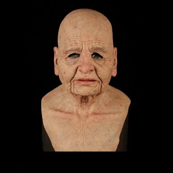 American TV Series Deadly Poison Master Old White Mask Bald Old Man Latex Head Cover Halloween Cosplay Funny Prop