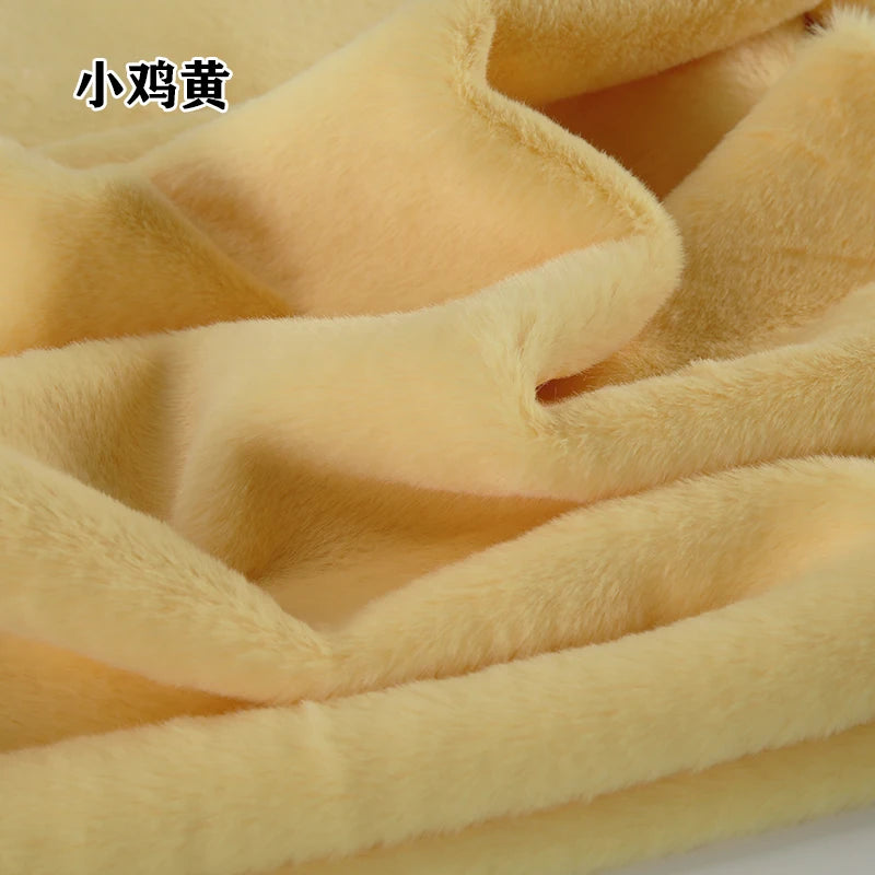 Plain Faux Fur Fabric Smooth by the Meter for Clothes Coats Dolls Sewing Thickened Imitation Rex Rabbit Plush Textile Soft Silky