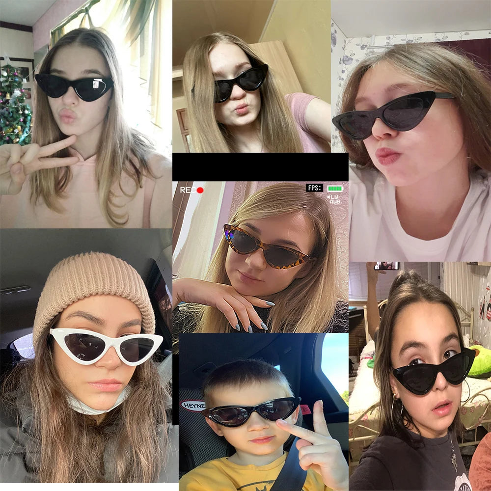 2023 Sexy Cat Eye Sunglasses Women Mirror Black Small Triangle Sun Glasses Female Lens Shades Eyewear Outdoor Driving Sunglasse