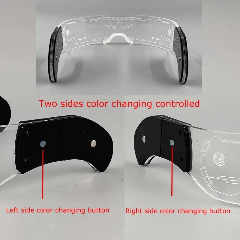 Halloween Party Glasses LED Light Up Cyberpunk Glasses Glowing Cool Goggles for Man Women Futuristic Cosplay Bar Party Props