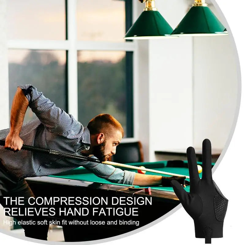 Billiards Glove Left Right Hand 3 Finger Snooker Billiard Glove Non Slip Stickers Elastic Billiard Training Gloves Accessories
