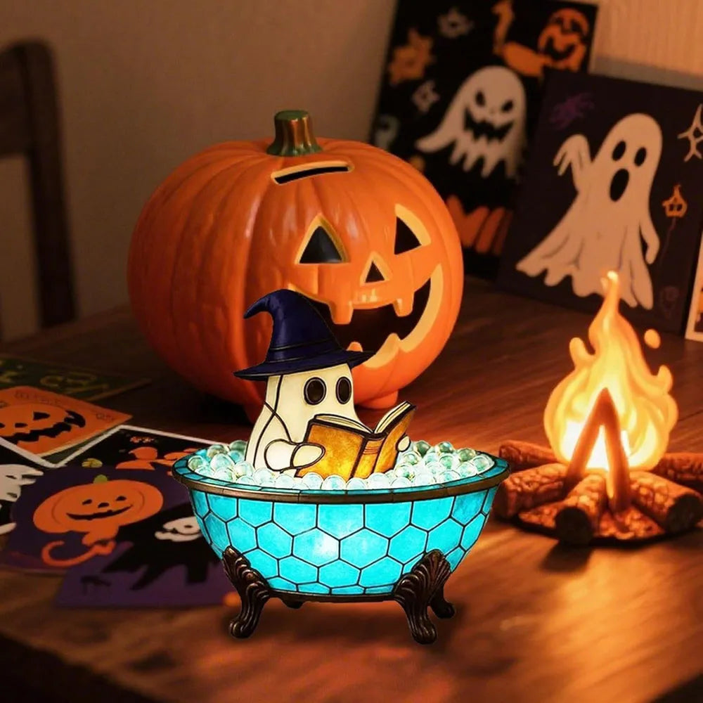 Halloween Ghost Bubble Bath Lamp,Cute Ghost Night Light,Ghost-Themed Bathtub Accent Lamp for Halloween Party or Gift