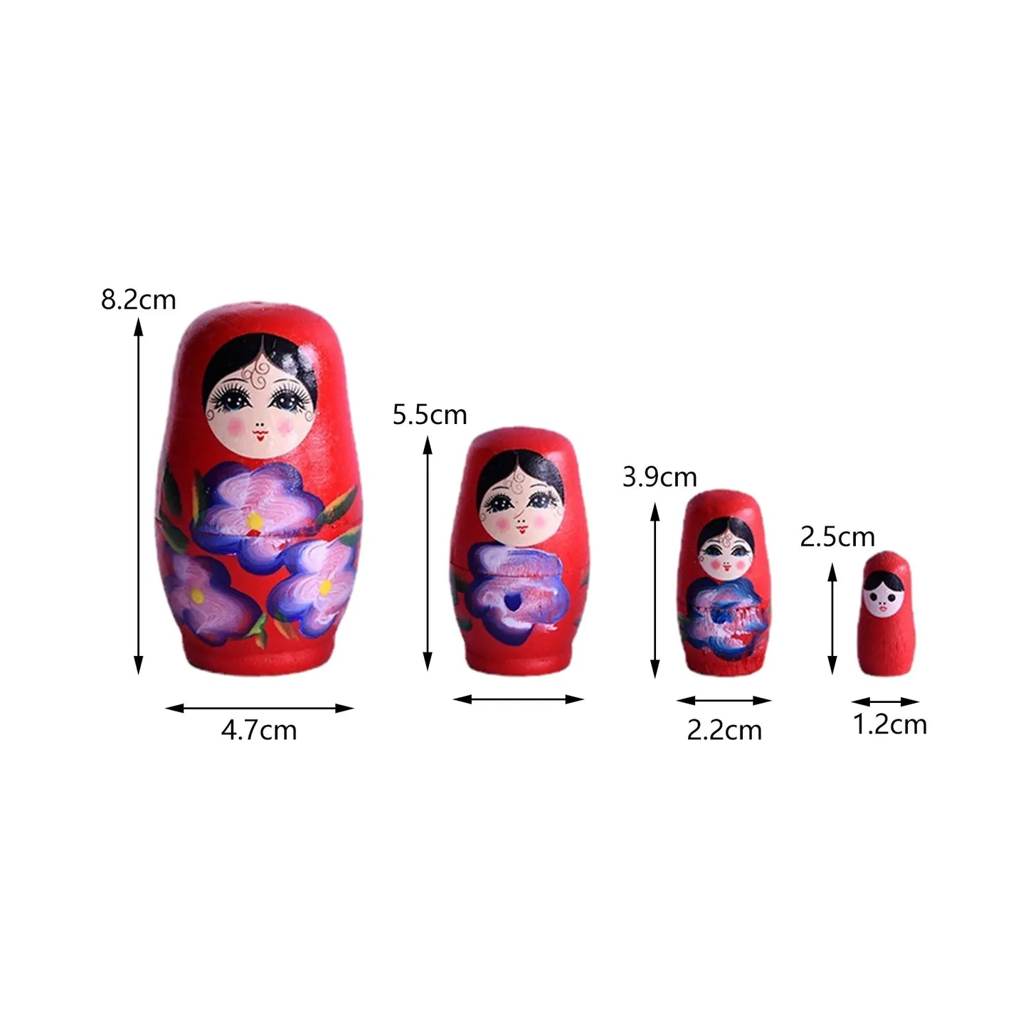 4 Pieces/Set of Wooden Russian Nesting Doll 4 Layers Hand Painted Nesting Christmas Gift for Kids Boy Girl Home Decoration