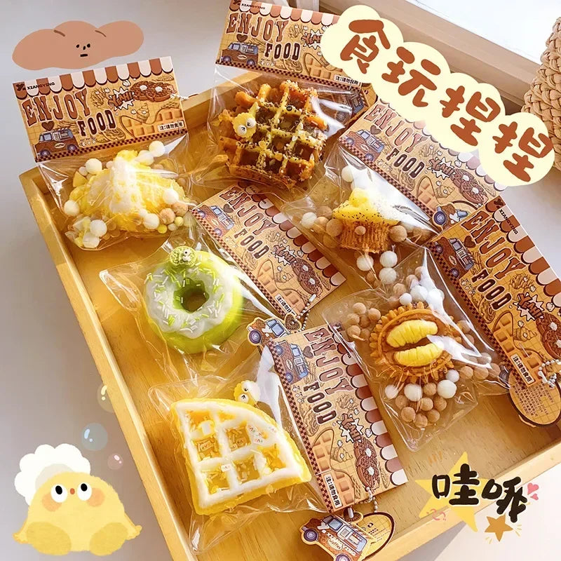 Squishy Food Creative Kids Fidget Toy Simulation Exquisite Waffle Bread Toast Donuts Slow Rising Squeeze Stress Relief Toys