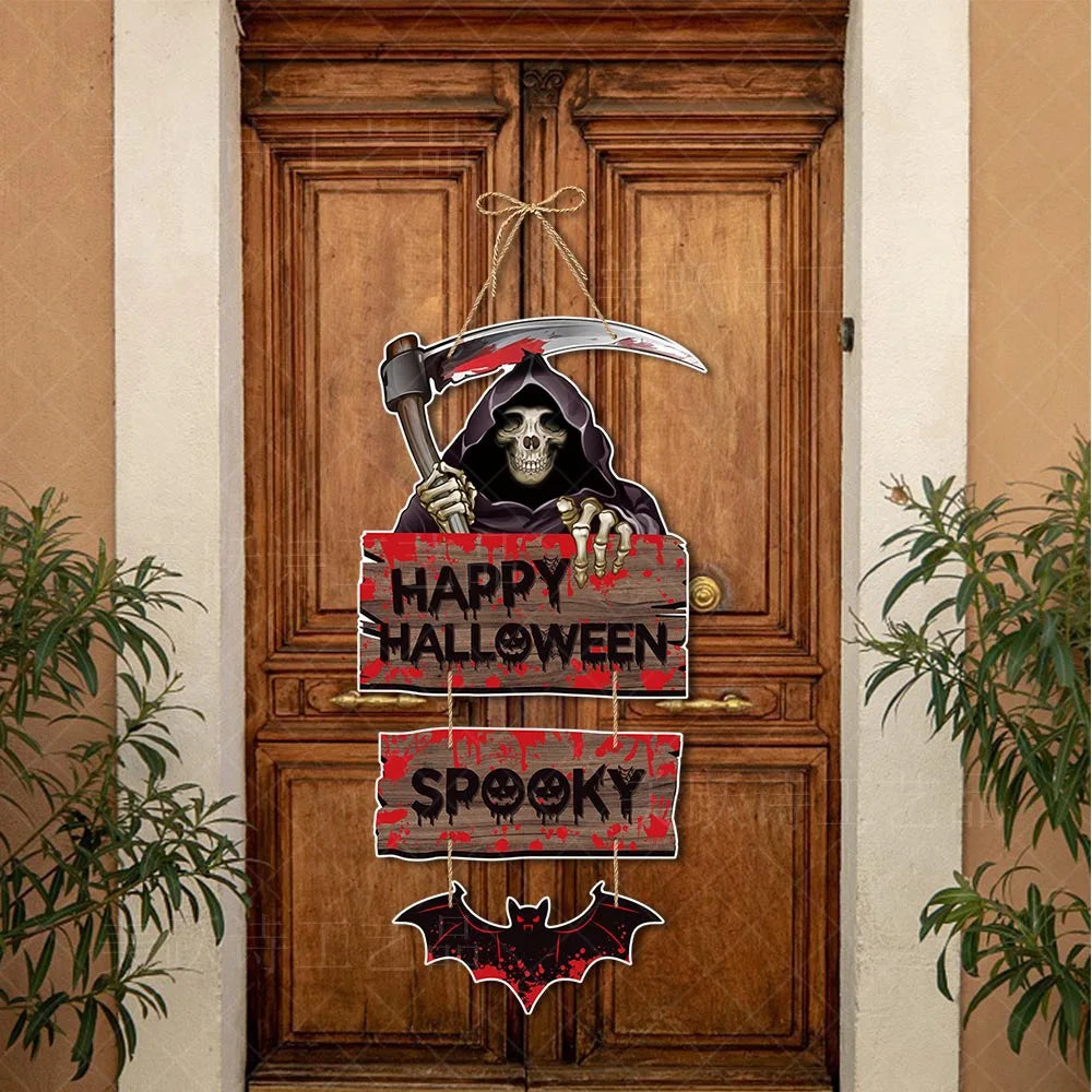 Halloween Hanging Sign Festive Pumpkin Bat and Skull Designs for Home Door Wall Yard Decor Decor Party Outdoor Indoor Supplies