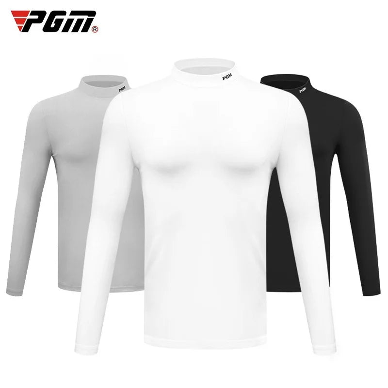 PGM Men's Golf Shirt Autumn Winter Sports Apparel Thermal Sweater Shirt for Men O-Neck Golf Sportswear Leisure T Shirt YF388