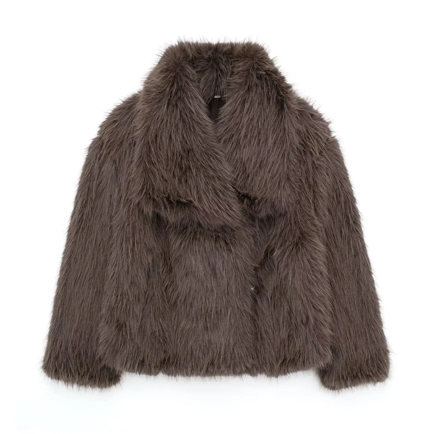 2025 Winter New Fashion Gradient Fluffy Fur Coat Women High Street Luxury Big Fur Collar Faux Fox Fur Jacket Female Overcoats