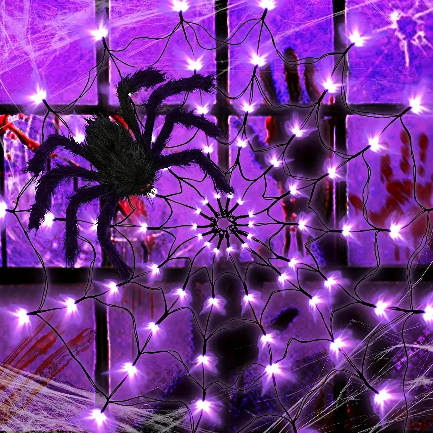Halloween Party LED Light 70 LED String Ghost House Atmosphere Light Battery Powered Spider Web Lamp for Festival Party Decor