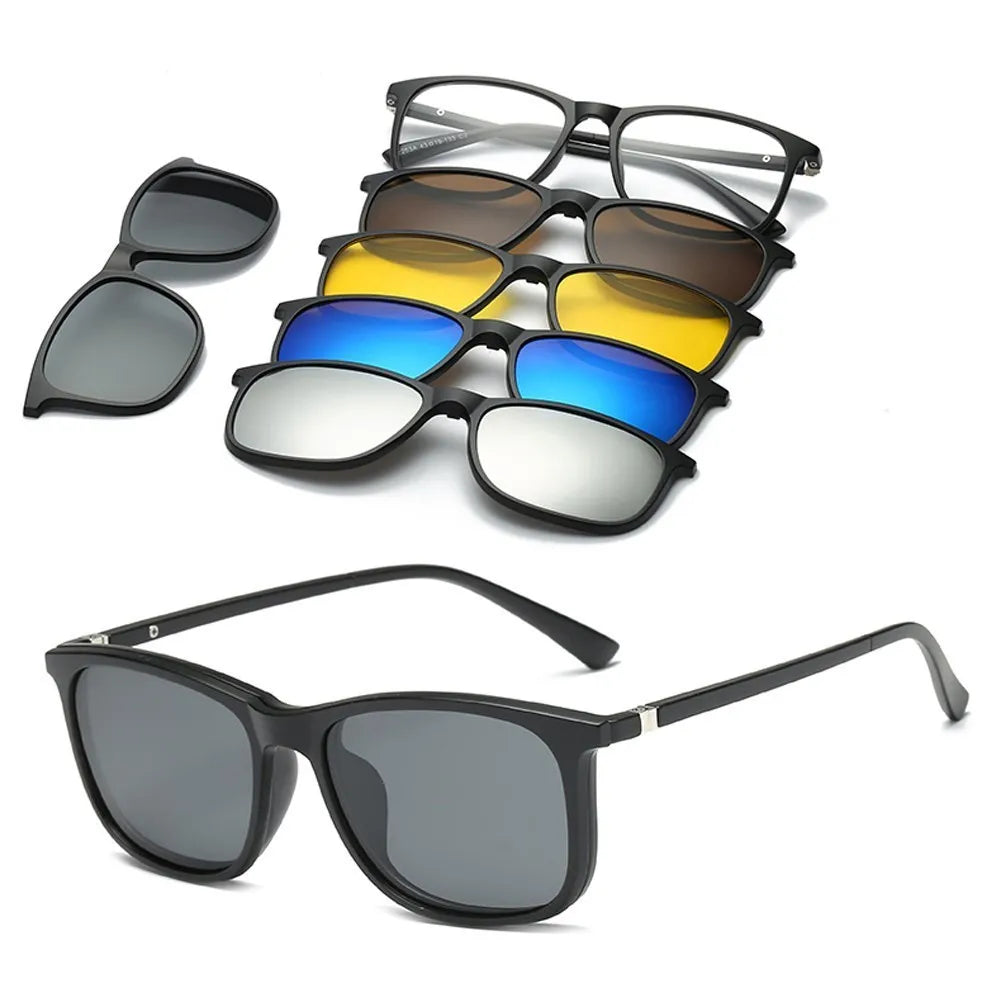 6 in 1 Custom Men Women Polarization Optical Magnetic Sunglasses Magnet Clip on Sunglasses Polarization Clip on SunGlasses Frame