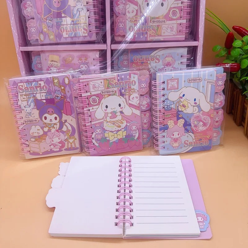 Diary Notebook Sanrio Anime Series Hello Kitty Kawaii Kuromi My Melody Cinnamoroll Cartoon Student Portable Notebook Kids Gift