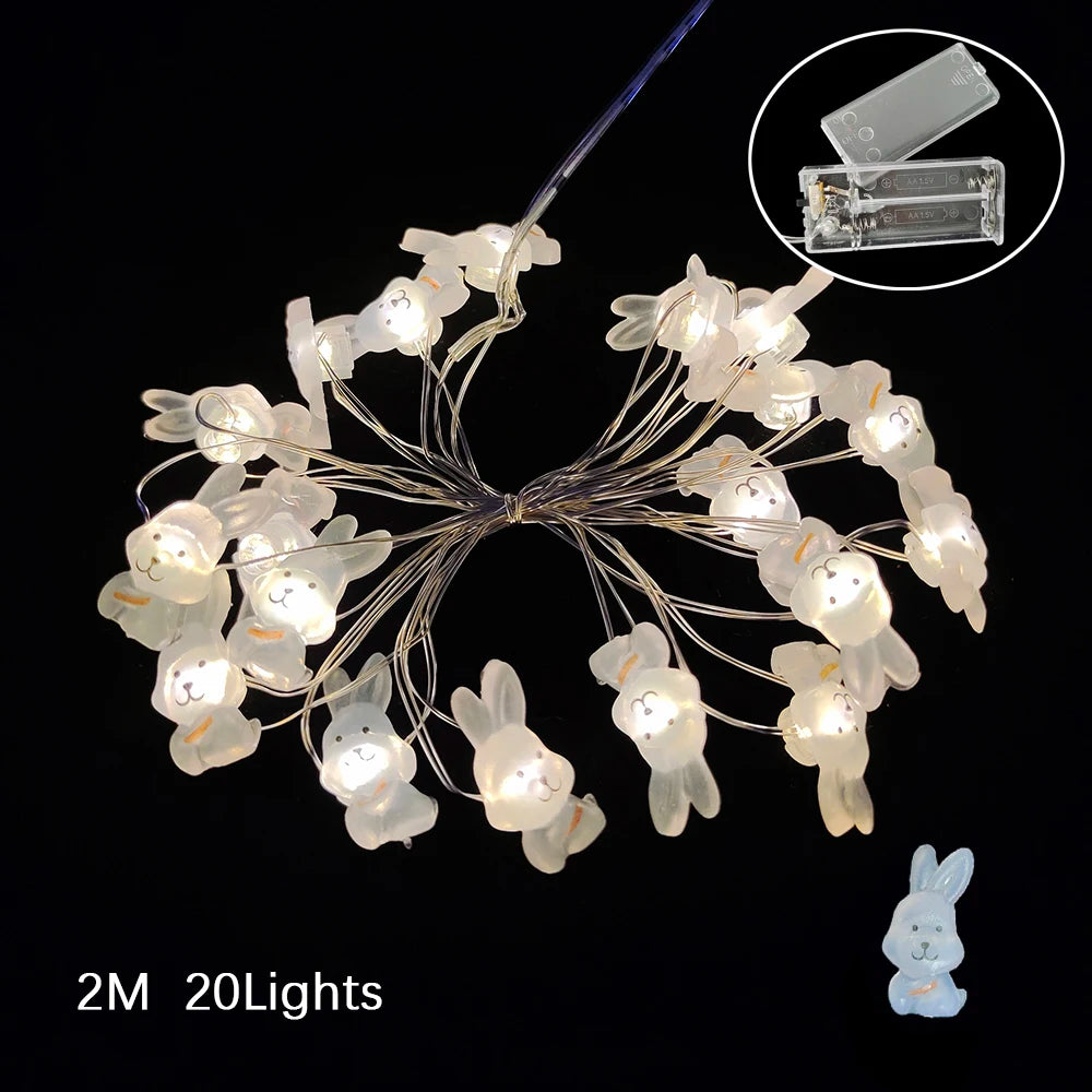 2M 20Leds Easter Fairy Light String Easter Eggs Rabbit Carrot Led Lights for Home Garland Diy Light Happy Easter Decoration 2025