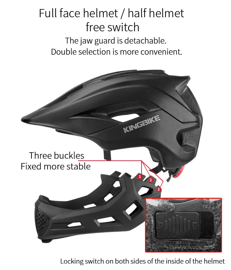 BATFOX Bicycle Helmet for Children Full Face Motocross Helmet MTB Detachable Mountain Bike Helmet Child Moto Cross Helmet